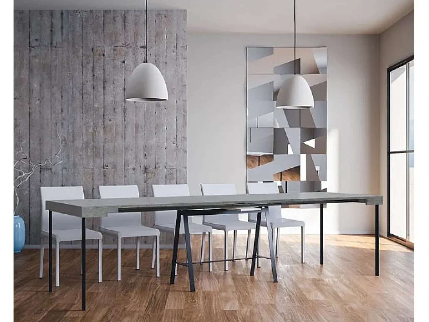 Mesa consola extensível 90x40/300 cm Banco Cimento quadro Antracite