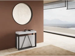 Mesa consola extensível 90x40/196 cm Sketa Small cinza branca quadro antracite