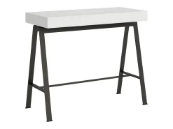 Mesa consola extensível 90x40/196 cm Banco Small Cinza Branca quadro Antracite