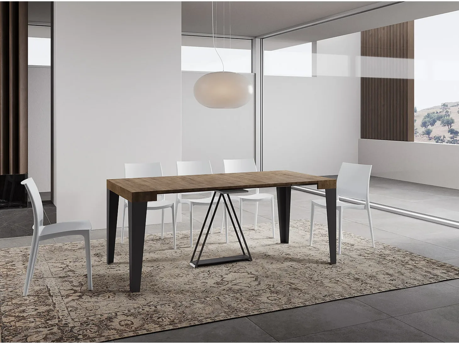 Mesa consola extensível 90x40/196 cm Algo Small nogueira quadro antracite