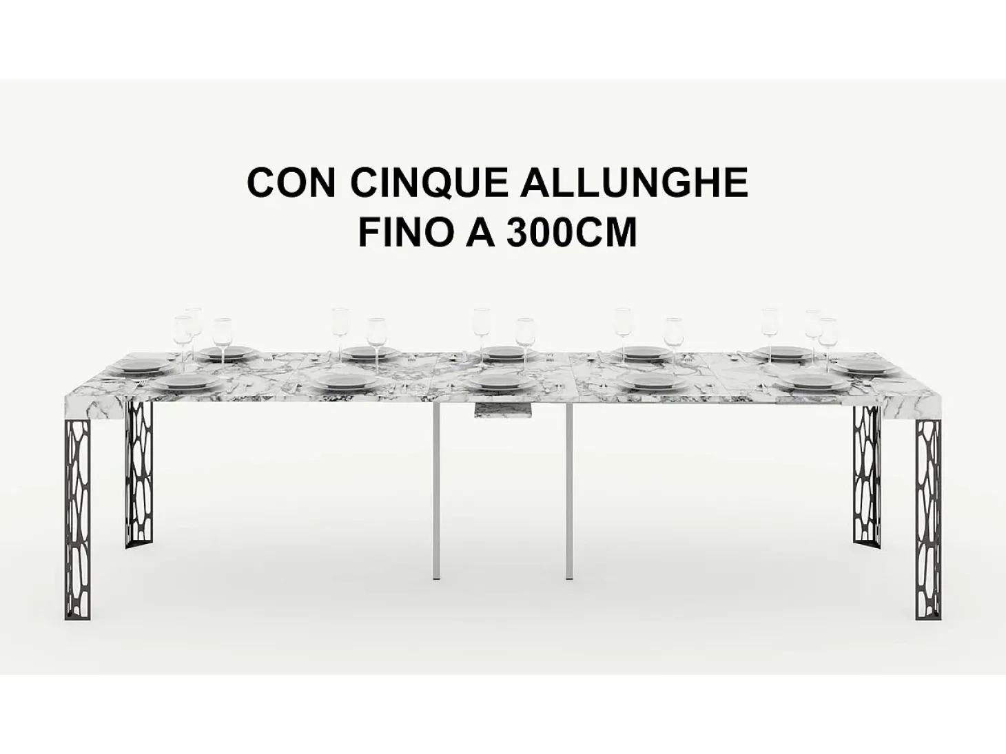 Mesa consola extensível 90x40/196 cm Ghibli Small Cimento quadro Antracite
