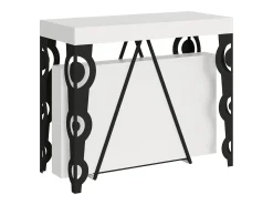 Mesa consola extensível 90x40/196 cm Aceres Small cinza branca quadro antracite