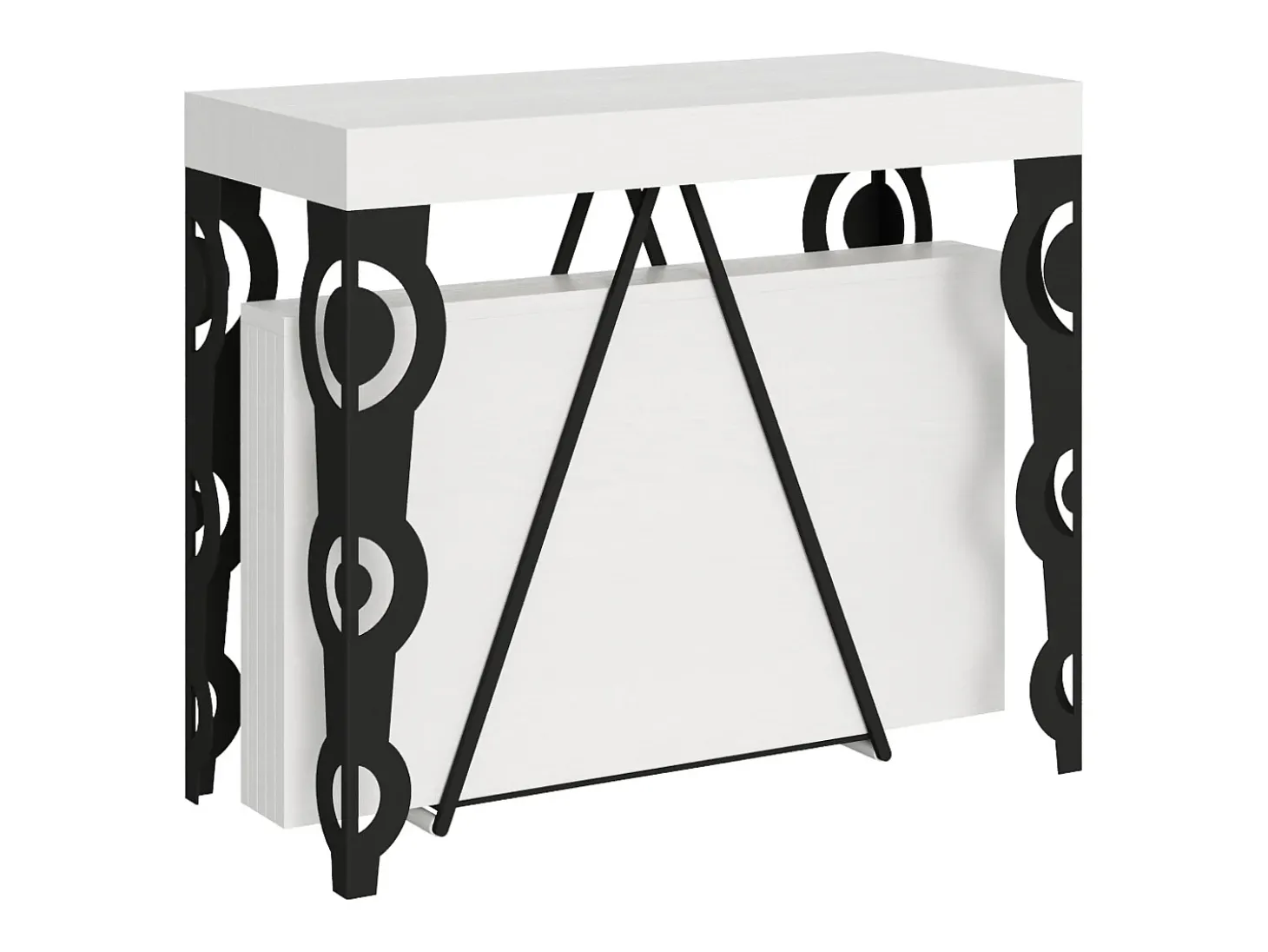 Mesa consola extensível 90x40/196 cm Aceres Small cinza branca quadro antracite
