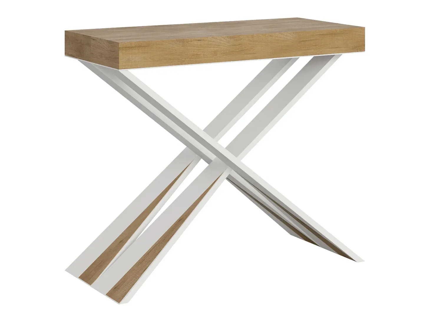 Mesa consola extensível 90x40/196 cm Diago Small Carvalho Natural quadro Branco