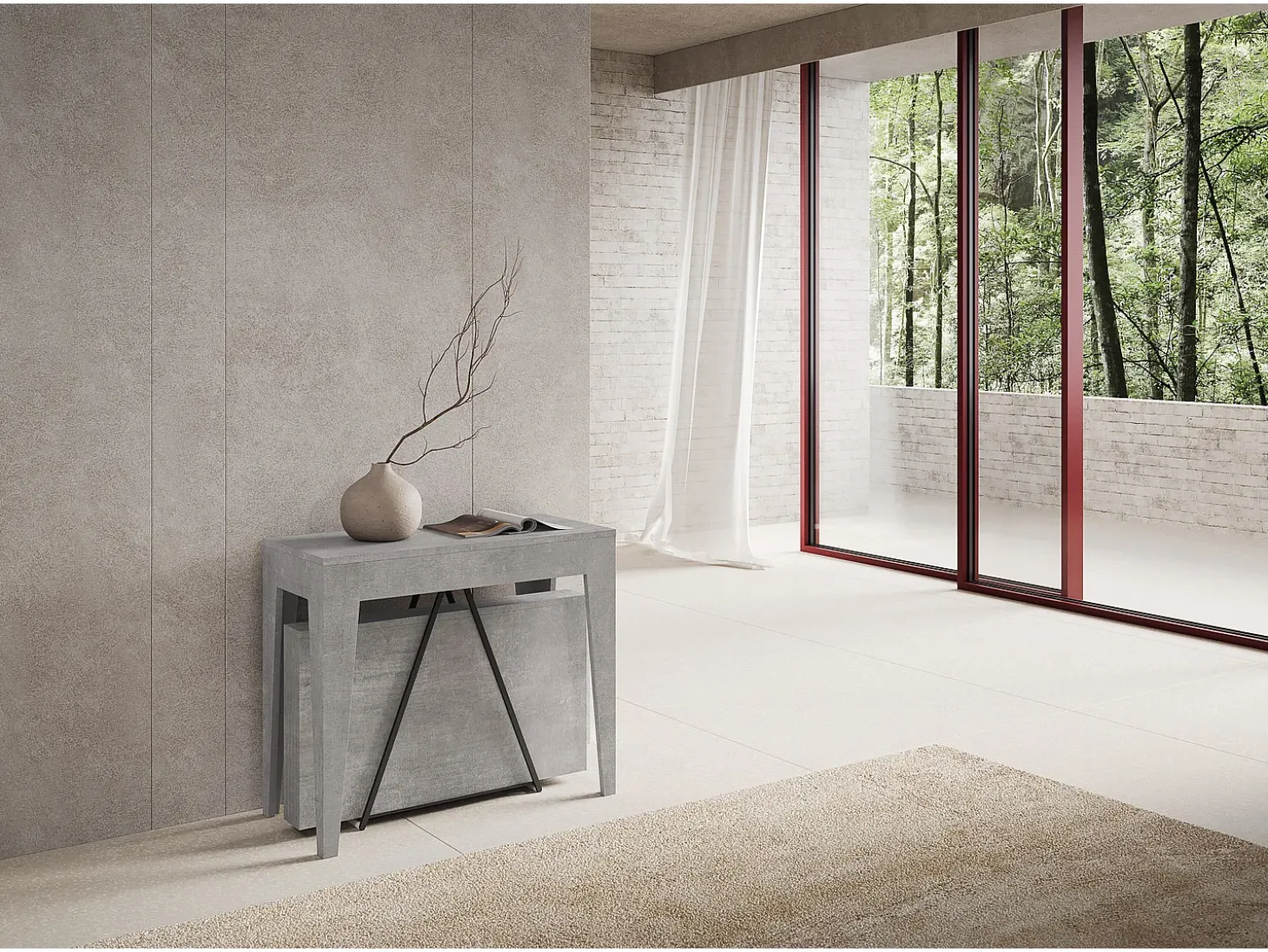 Mesa consola extensível 90x42/198 cm Zima Small cimento