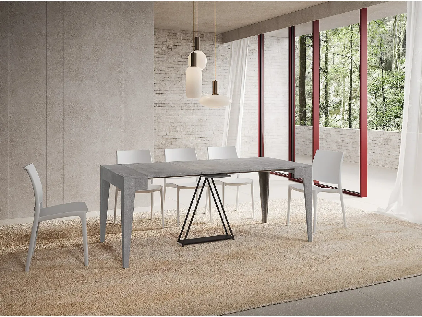 Mesa consola extensível 90x42/198 cm Zima Small cimento