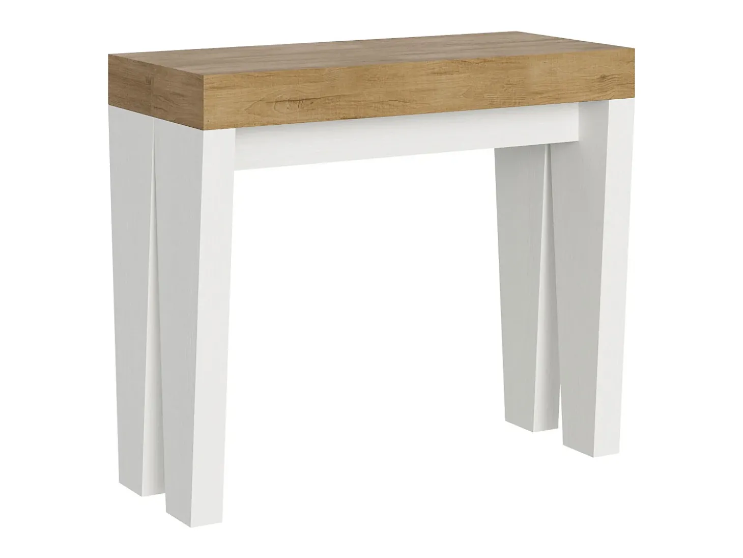 Mesa consola extensível 90x40/300 cm Spimbo Mix plano Carvalho Natural - estrutura Cinza Branca