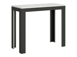 Mesa consola extensível 90x40/196 cm Linea Evolution Small Cinza Branca quadro Antracite