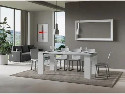 Mesa consola extensível 90x40/196 cm Roxell Mix Small plano Cimento - estrutura Cinza Branca