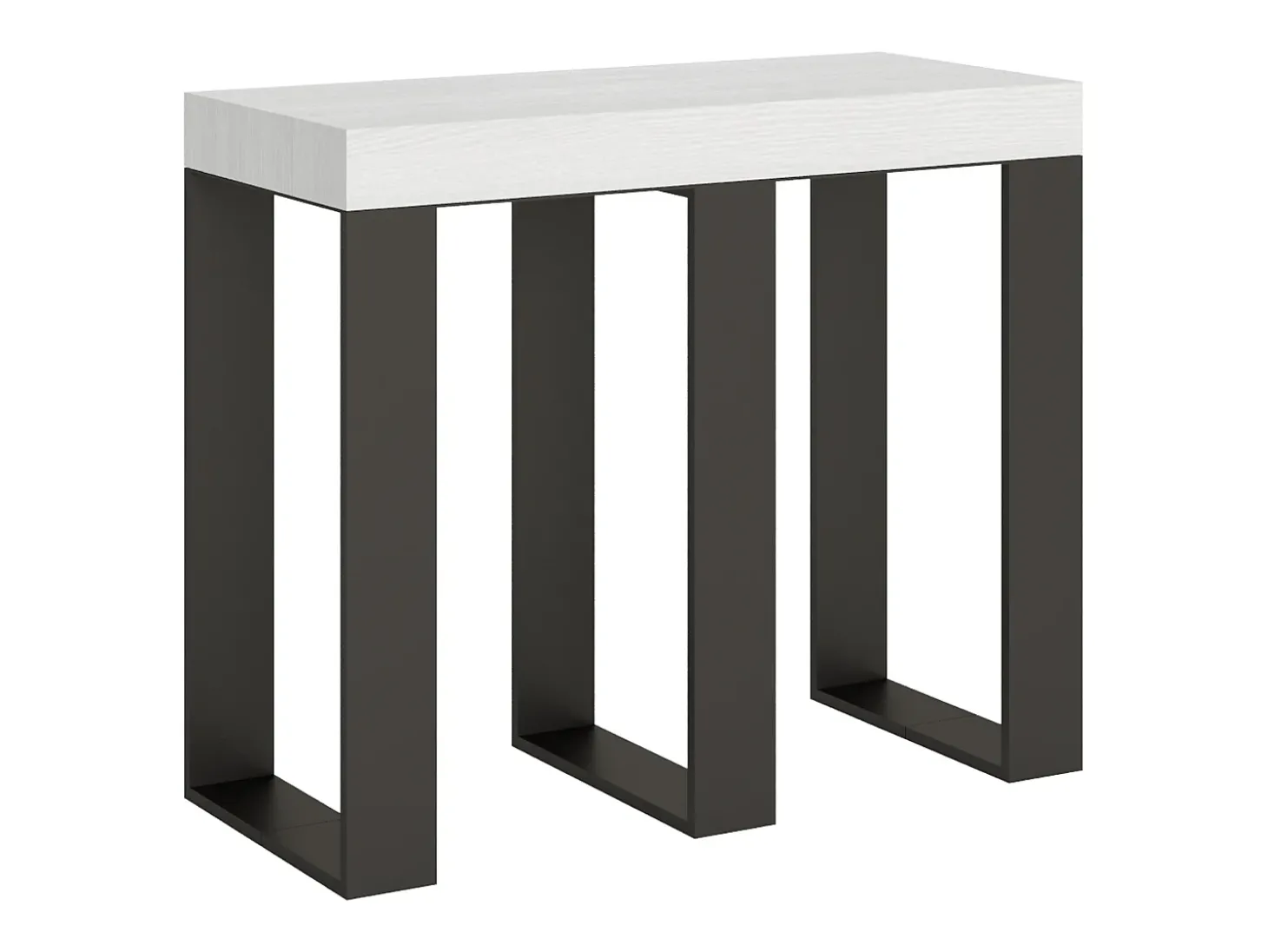Mesa consola extensível 90x40/196 cm Sintesi Small Cinza Branca quadro Antracite