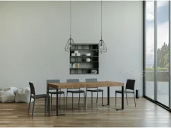 Mesa consola extensível 90x40/190 cm Tecno Small Premium Abeto tingido quadro Antracite