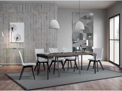 Mesa consola extensível 90x40/300 cm Banco Evolution Nogueira quadro Antracite