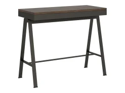 Mesa consola extensível 90x40/300 cm Banco Evolution Nogueira quadro Antracite