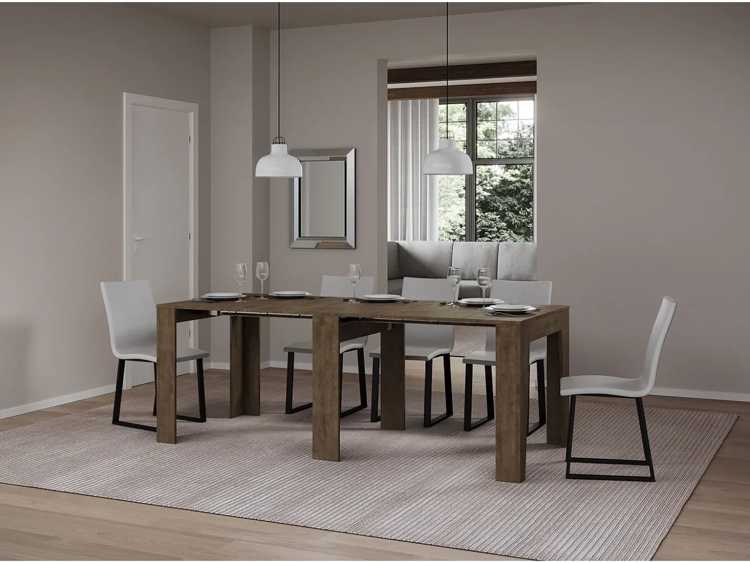 Mesa consola extensível 90x25/181 cm Narrow Nogueira