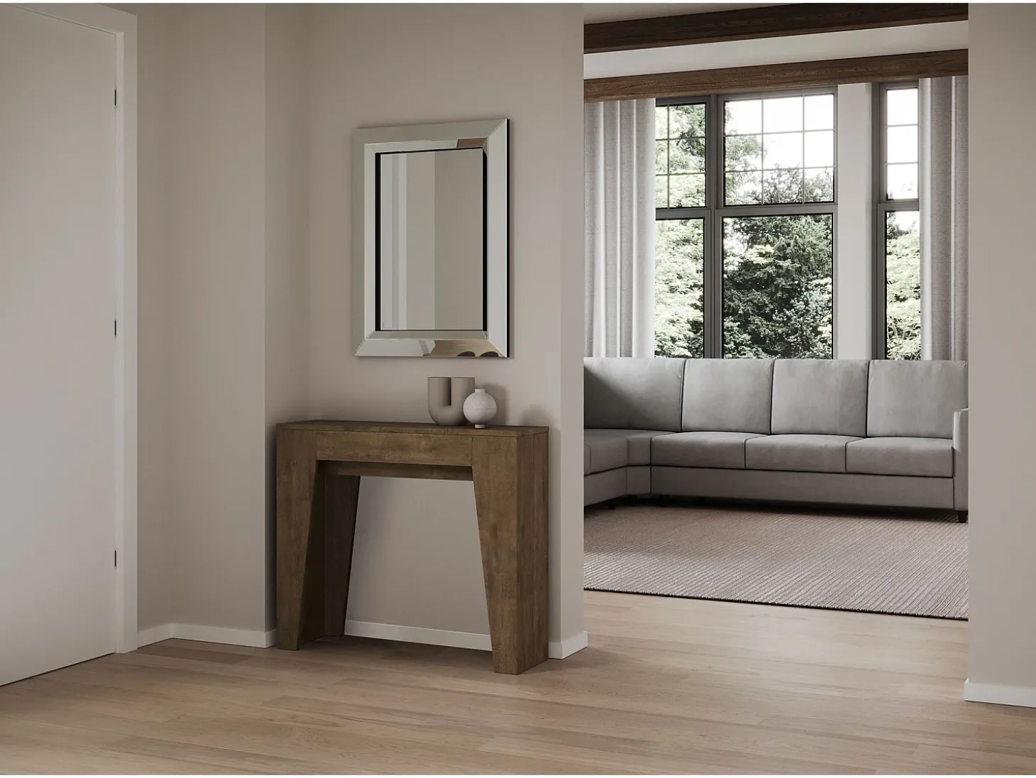Mesa consola extensível 90x25/181 cm Narrow Nogueira