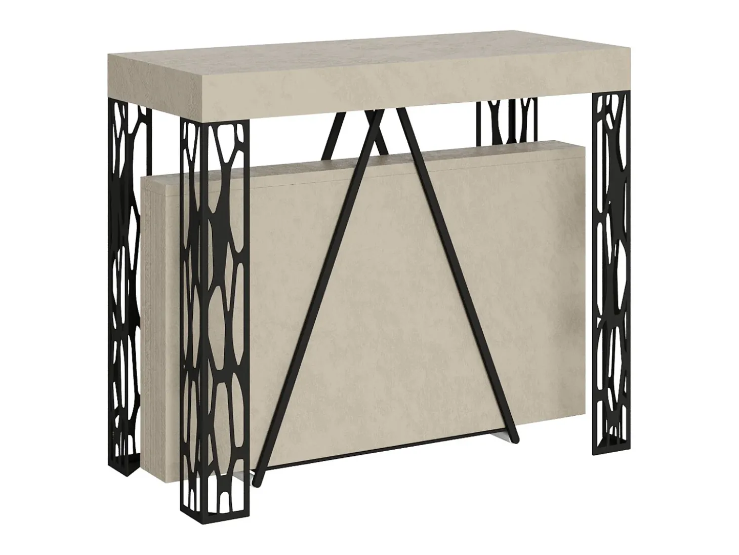 Mesa consola extensível 90x40/300 cm Kerpa caxemira quadro antracite
