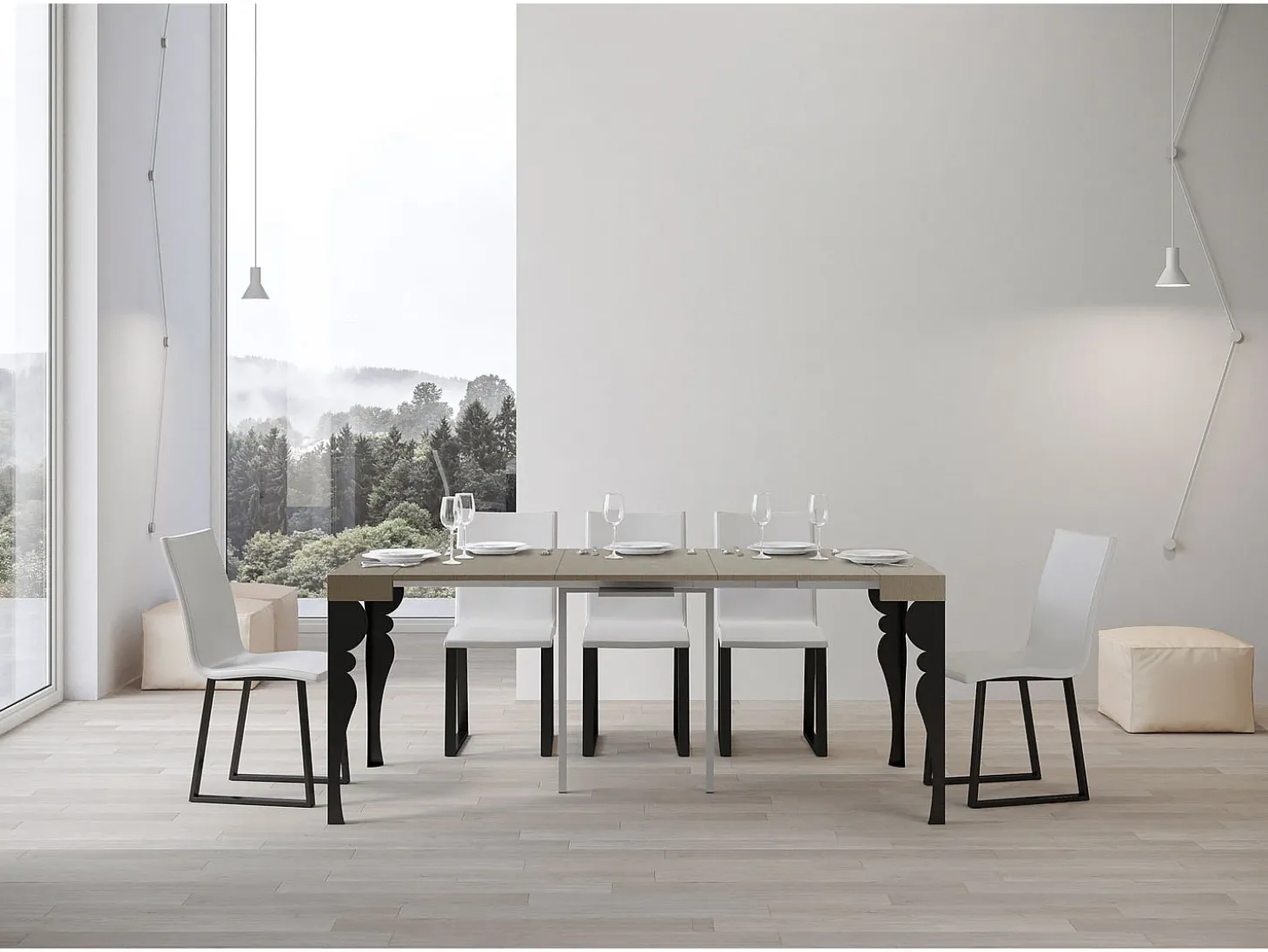 Mesa consola extensível 90x40/196 cm Paxon Small Cachemira quadro Antracite