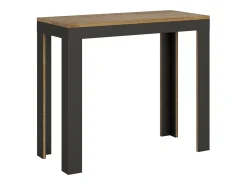 Mesa consola extensível 90x40/300 cm Linea Evolution Carvalho Natural quadro Antracite