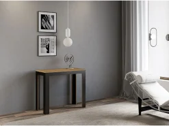 Mesa consola extensível 90x40/300 cm Linea Evolution Carvalho Natural quadro Antracite