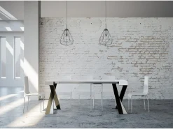 Mesa consola extensível 90x40/300 cm Diago Cinza Branca quadro Antracite