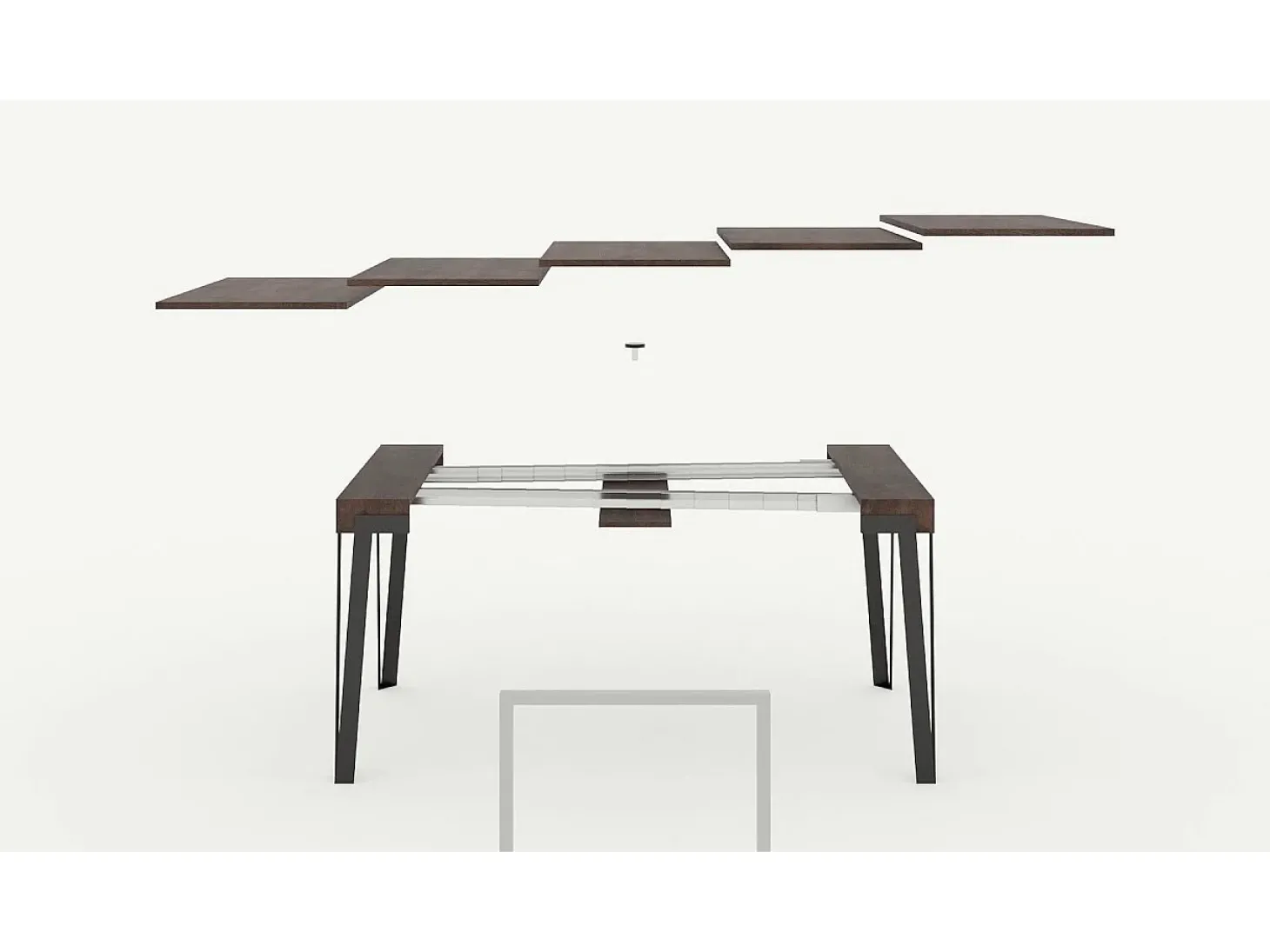 Mesa consola extensível 90x40/196 cm Rio Small Carvalho Natural quadro Ferrugem
