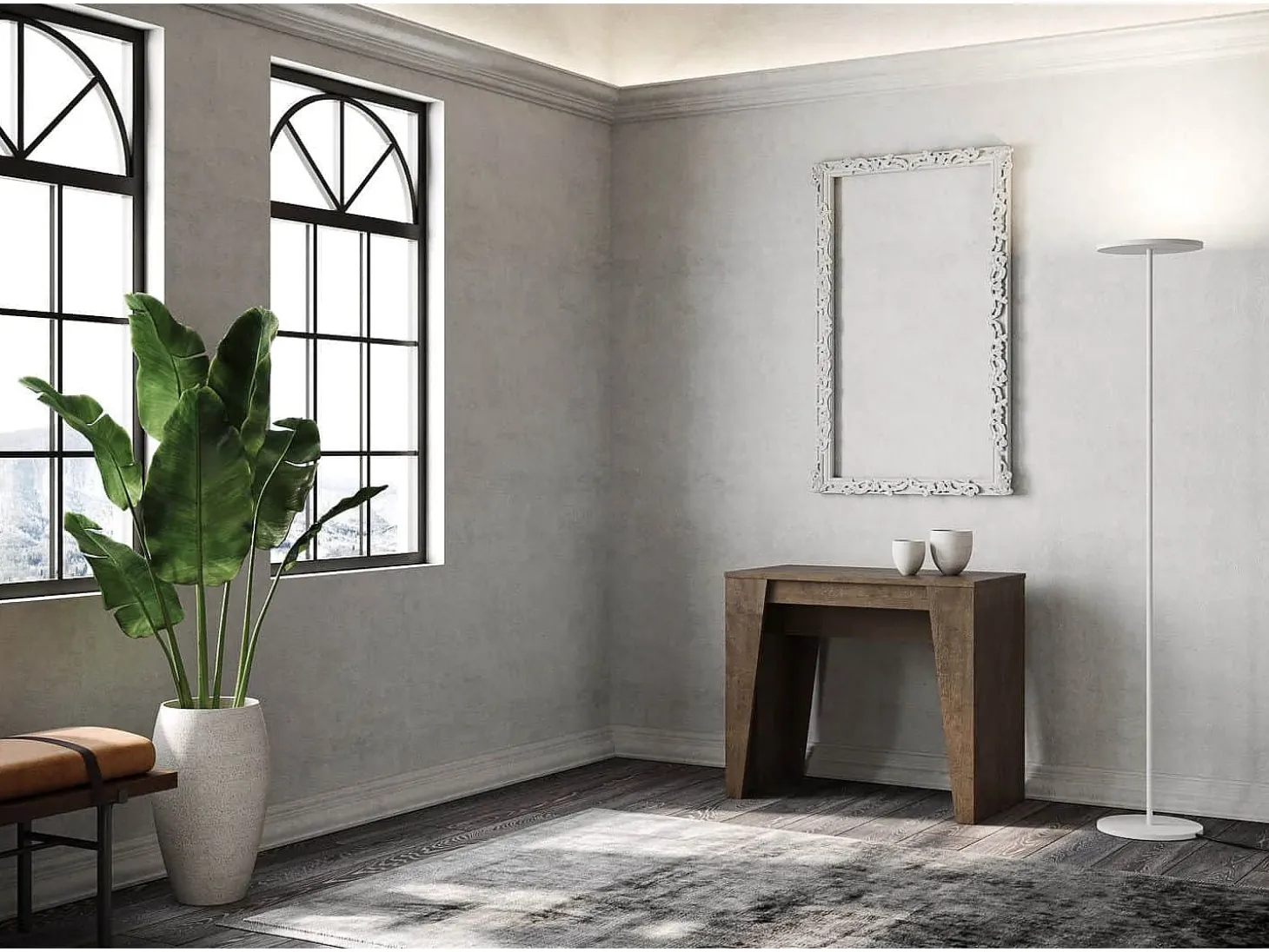 Mesa consola extensível 90x48/204 cm Anvar Small nogueira