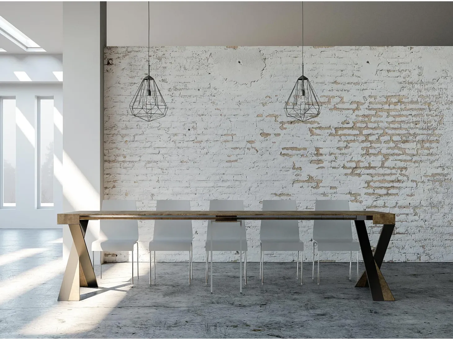 Mesa consola extensível 90x40/300 cm Diago Nogueira quadro Antracite