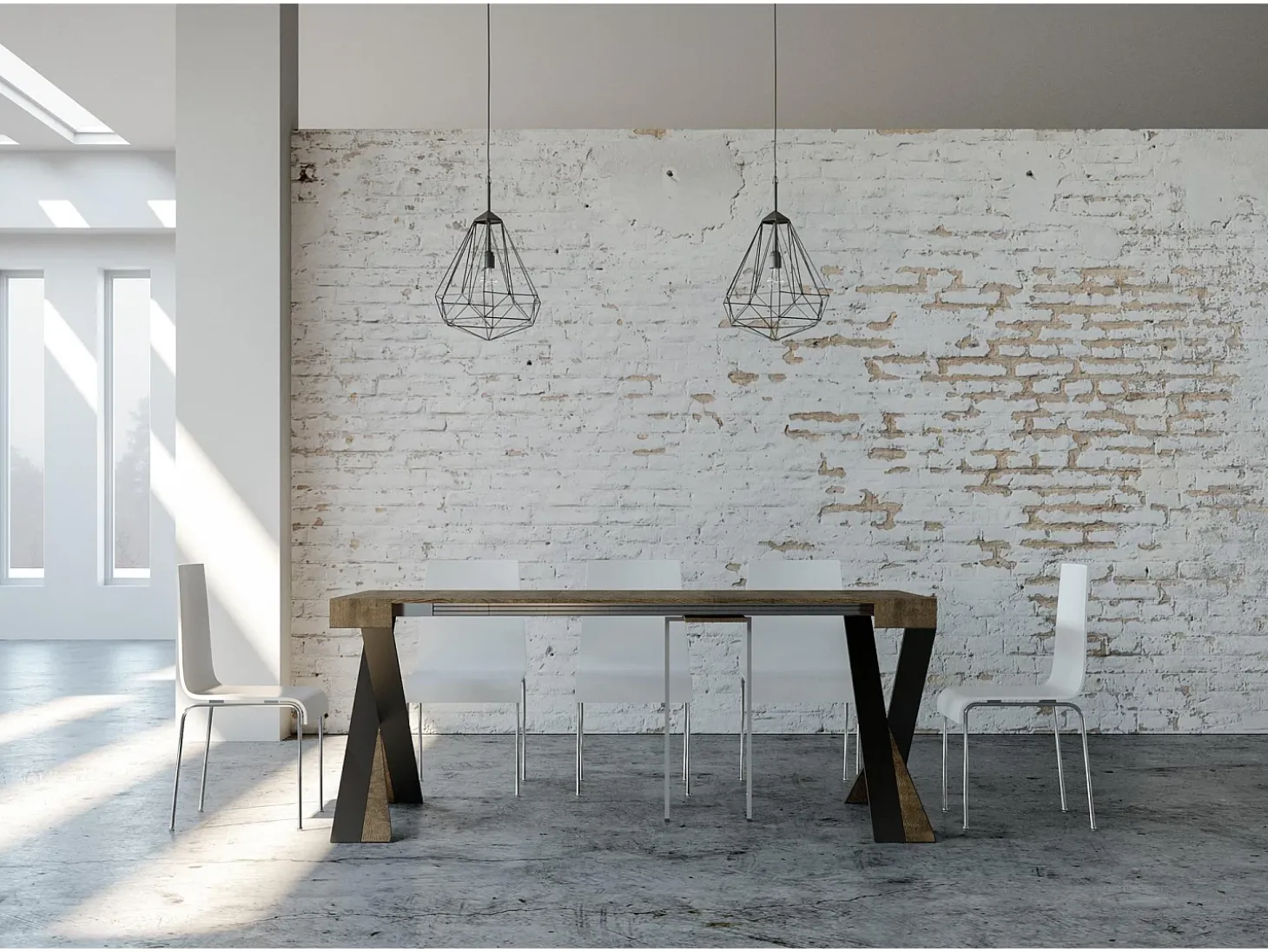 Mesa consola extensível 90x40/300 cm Diago Nogueira quadro Antracite