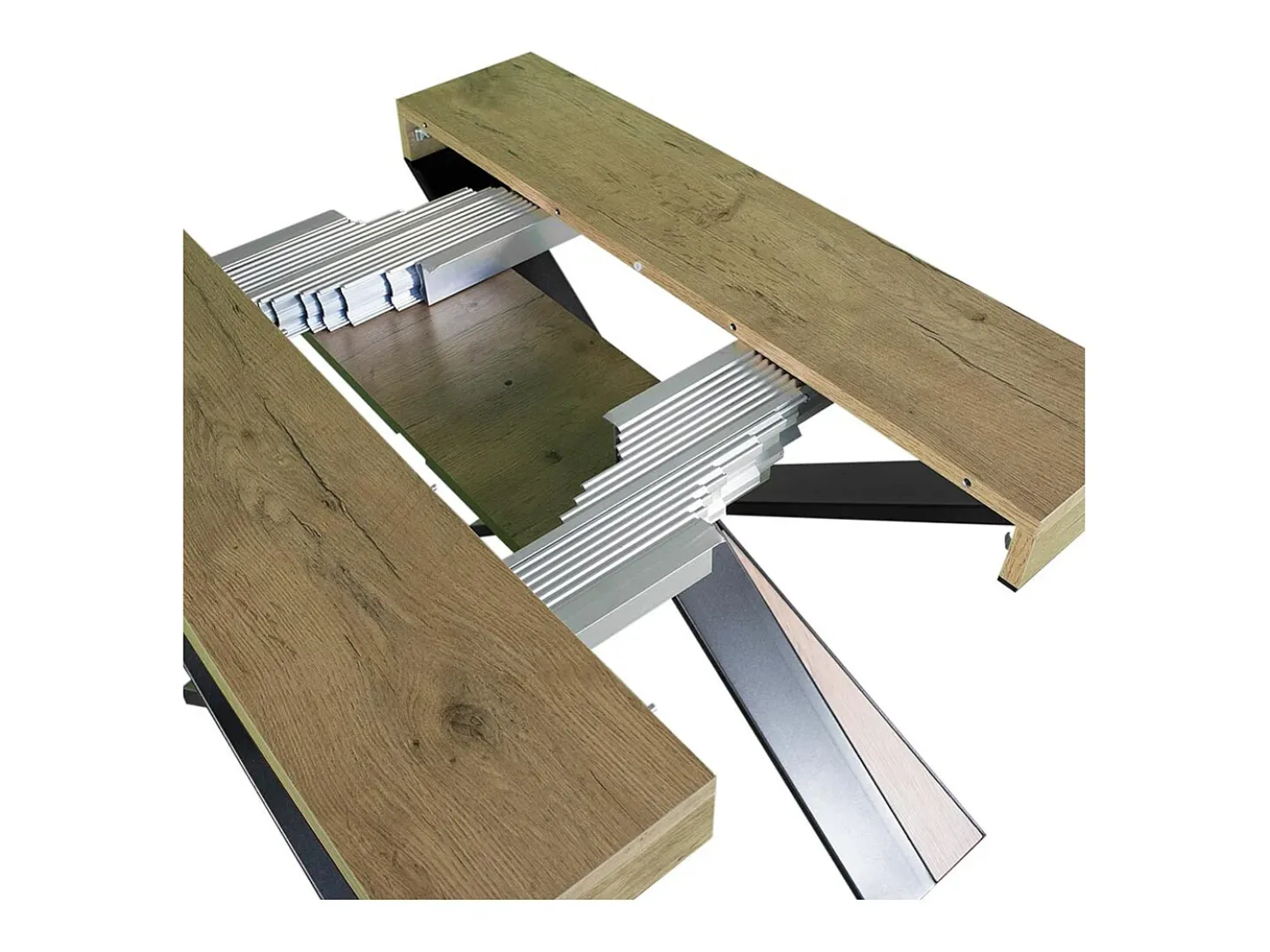 Mesa consola extensível 90x40/300 cm Diago Nogueira quadro Antracite
