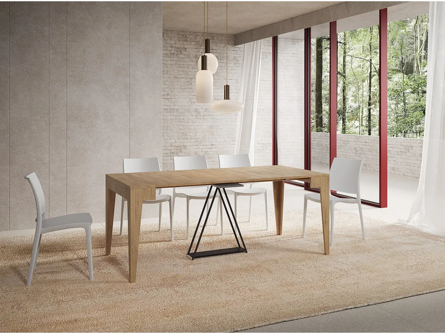 Mesa consola extensível 90x42/198 cm Zima Small carvalho natural