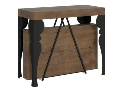 Mesa consola extensível 90x40/300 cm Riza nogueira quadro antracite