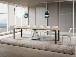 Mesa consola extensível 90x40/300 cm Tarax carvalho natural quadro antracite