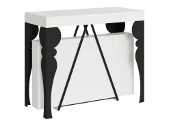 Mesa consola extensível 90x40/196 cm Riza Small cinza branca quadro antracite