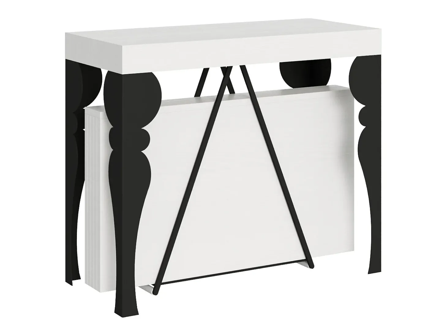 Mesa consola extensível 90x40/196 cm Riza Small cinza branca quadro antracite