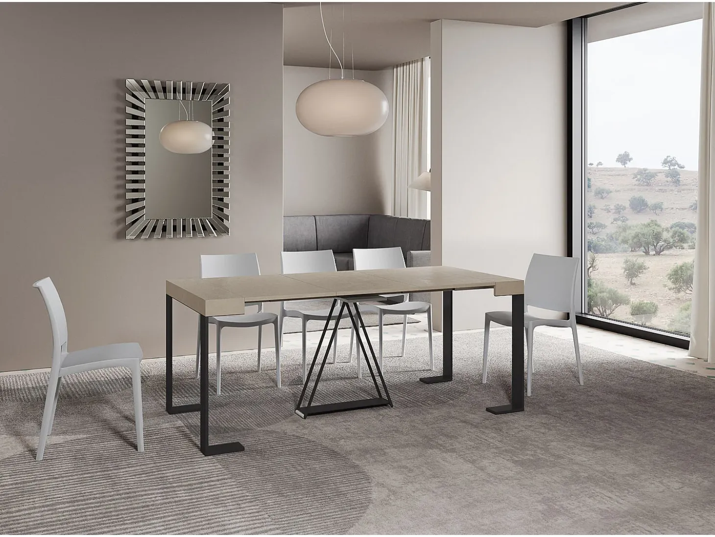 Mesa consola extensível 90x40/196 cm Zamat Small caxemira quadro antracite