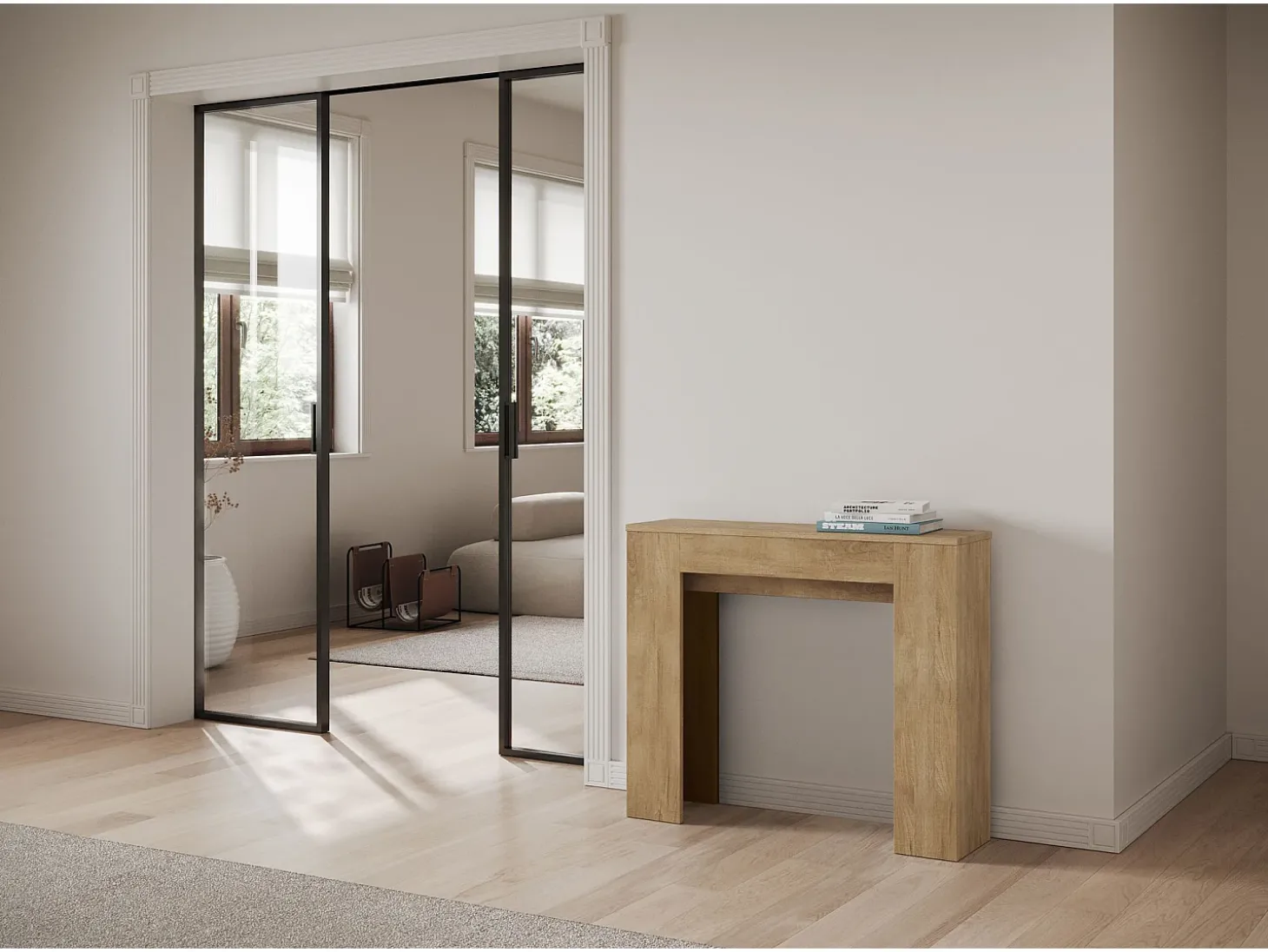 Mesa consola extensível 90x25/181 cm Slick Carvalho Natural