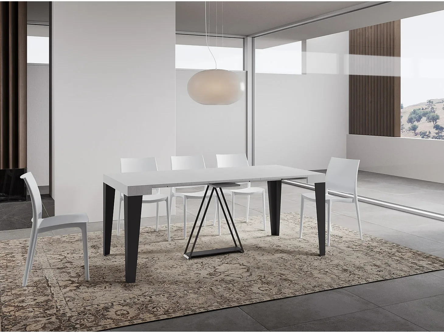 Mesa consola extensível 90x40/300 cm Algo cinza branca quadro antracite