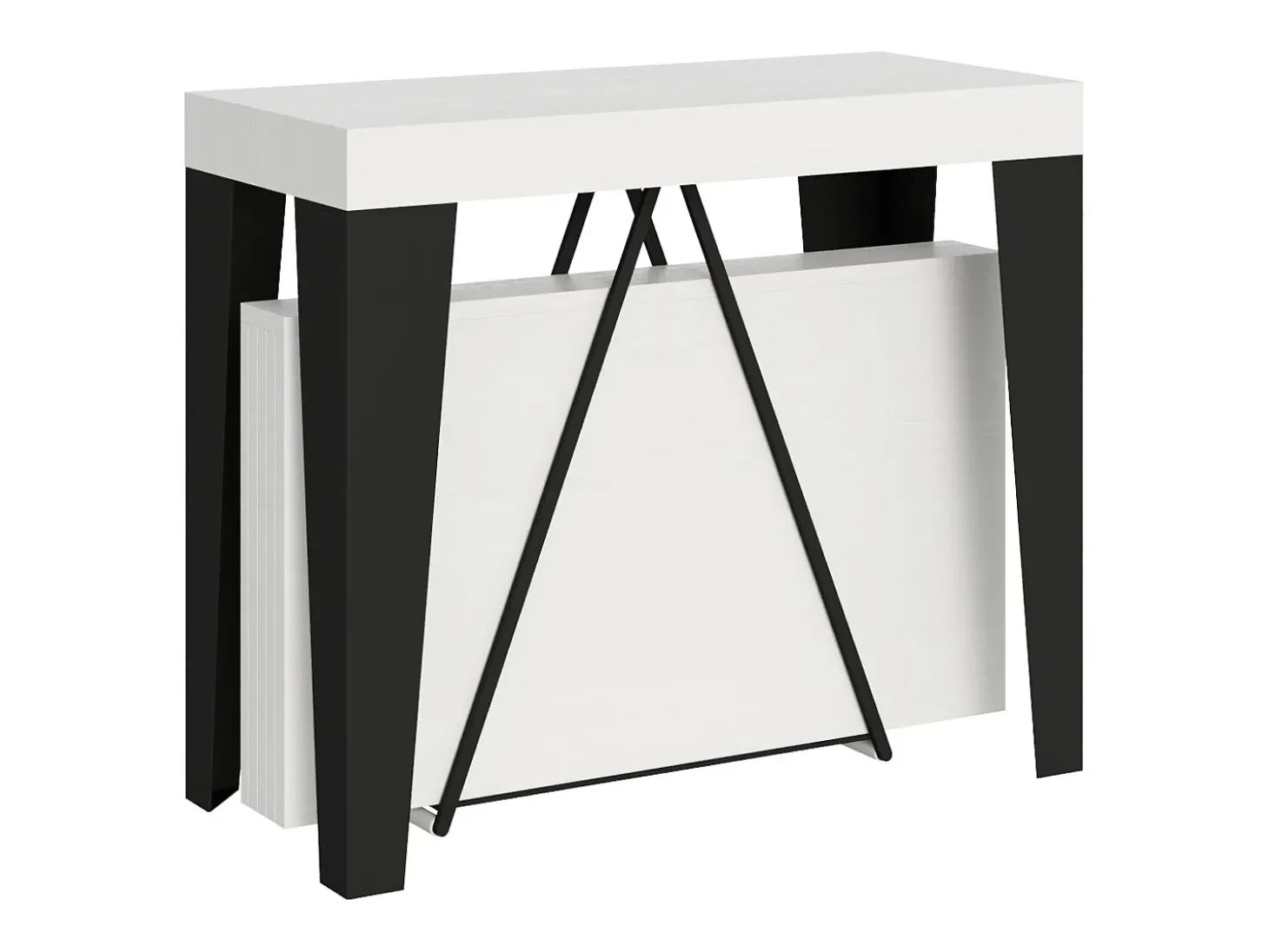 Mesa consola extensível 90x40/300 cm Algo cinza branca quadro antracite