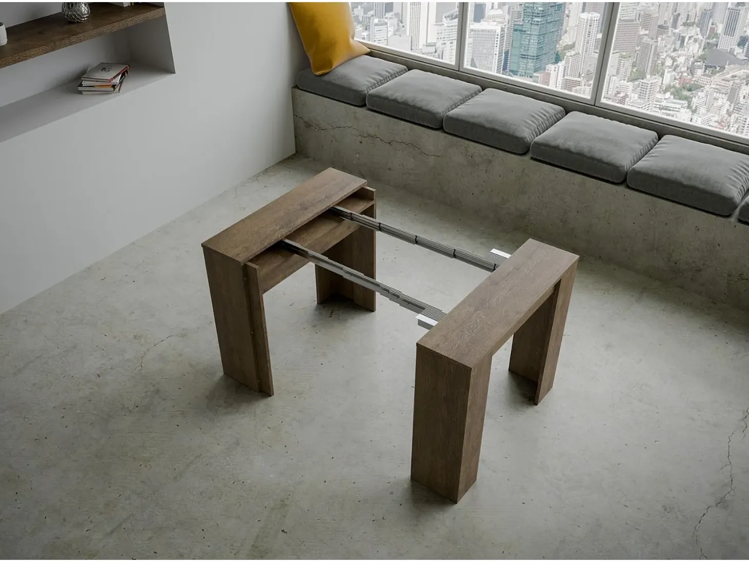 Mesa consola extensível 90x48/204 cm Basic Small Nogueira