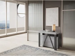 Mesa consola extensível 90x40/196 cm Tarax Small cimento quadro antracite