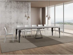Mesa consola extensível 90x40/300 cm Riza cimento quadro antracite