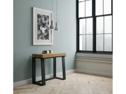 Mesa consola extensível 90x40/288 cm Asia Carvalho Natural quadro Antracite