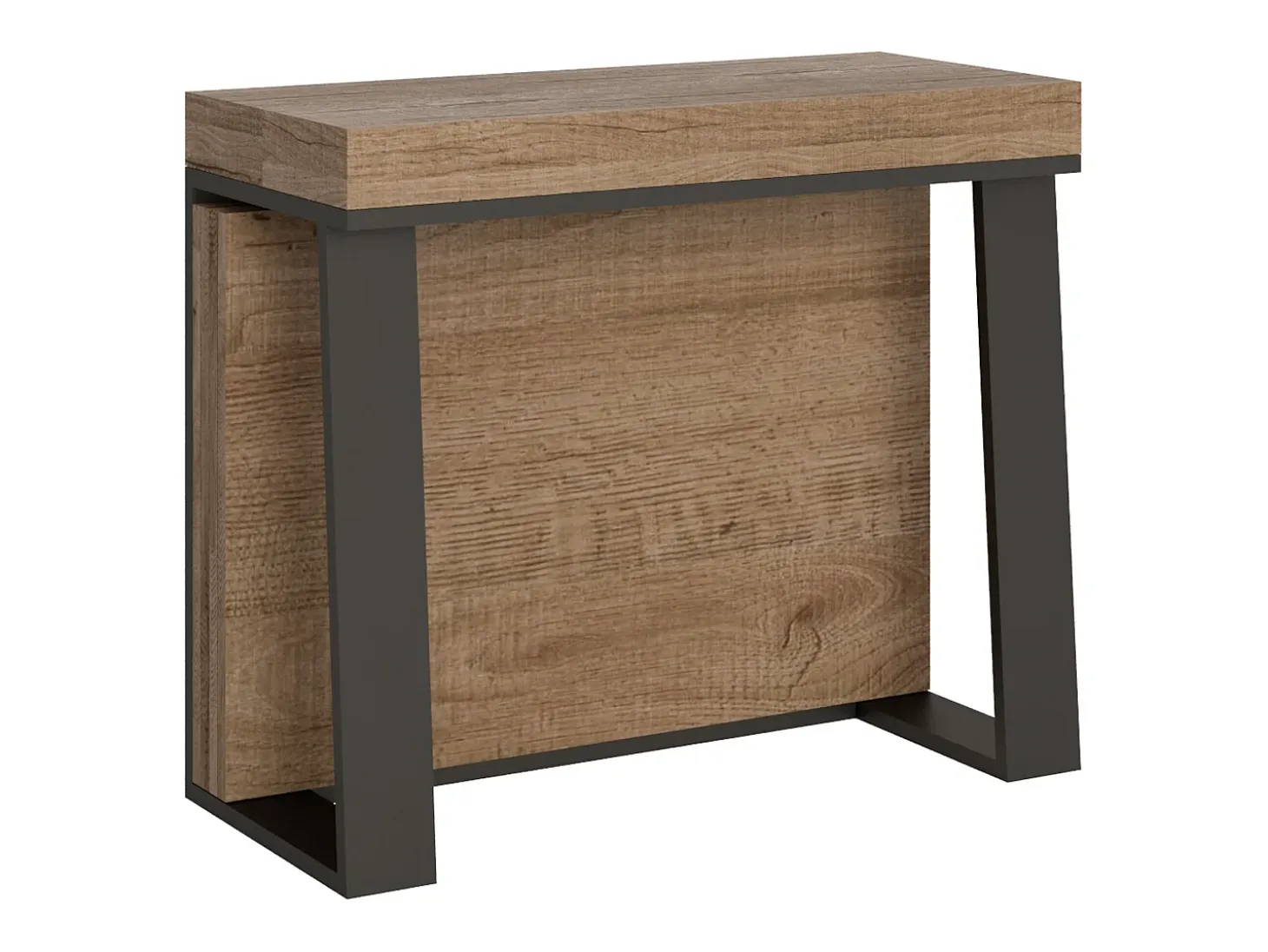 Mesa consola extensível 90x40/288 cm Asia Carvalho Natural quadro Antracite