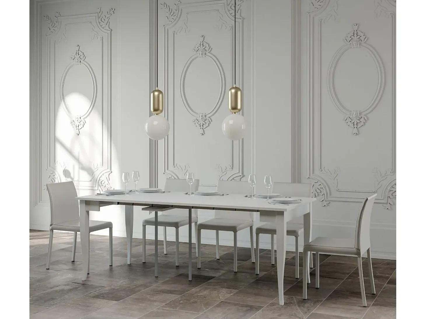 Mesa consola extensível 90x48/204 cm Sciabola Small Cinza Branca