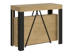 Mesa consola extensível 90x40/196 cm Tarax Small carvalho natural quadro antracite