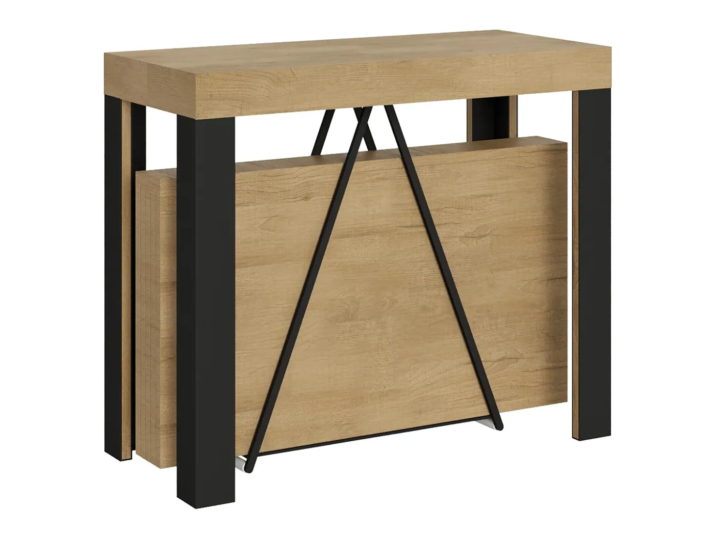 Mesa consola extensível 90x40/196 cm Tarax Small carvalho natural quadro antracite