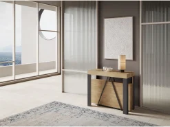 Mesa consola extensível 90x40/196 cm Tarax Small carvalho natural quadro antracite