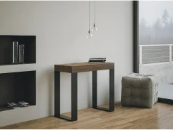 Mesa consola extensível 90x40/300 cm Tecno Nogueira quadro Antracite