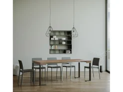 Mesa consola extensível 90x40/300 cm Tecno Nogueira quadro Antracite