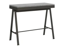 Mesa consola extensível 90x40/300 cm Banco Evolution Cimento quadro Antracite